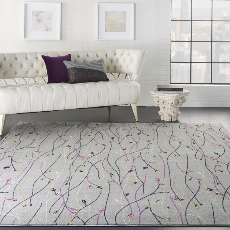 Tapis gris Bo Botanical Eclectic, Rectangle 7 pi 10 po x 9 pi 10 po