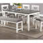 Table de salle à manger 6 pièces avec 4 chaises et un banc en bois d'hévéa