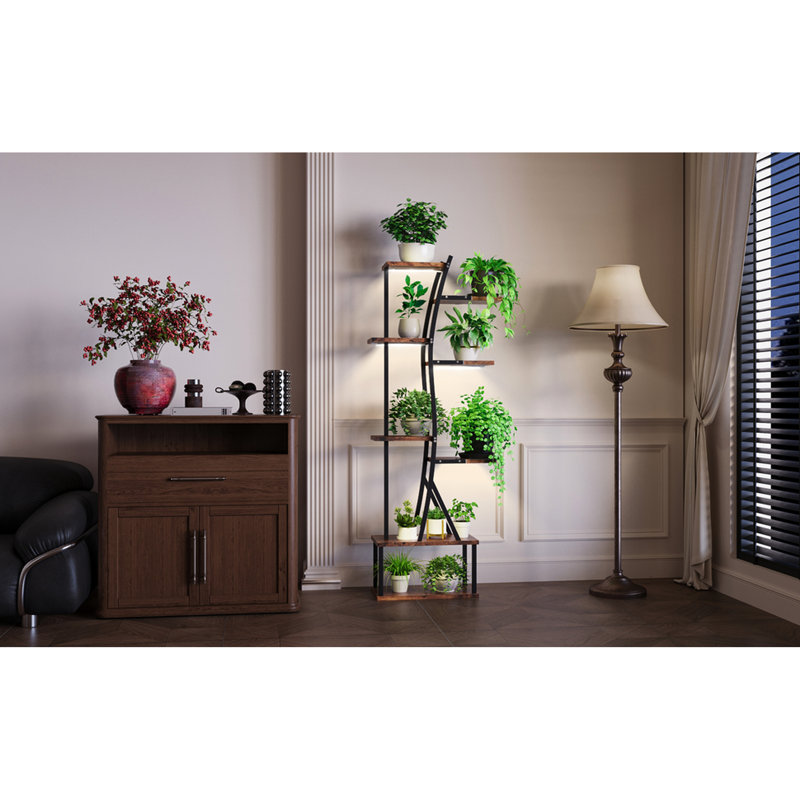 Support pour plante avec des lumières de croissance réglables et à spectre complet, en forme de S à 8 couches pour une conception professionnelle à plusieurs niveaux de verdissement de la maison optimisant la circulation de l'air de croissance, décoration multizone