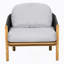 Fauteuil club d'extérieur en bois, corde gris foncé avec coussin gris-540822190-540822191