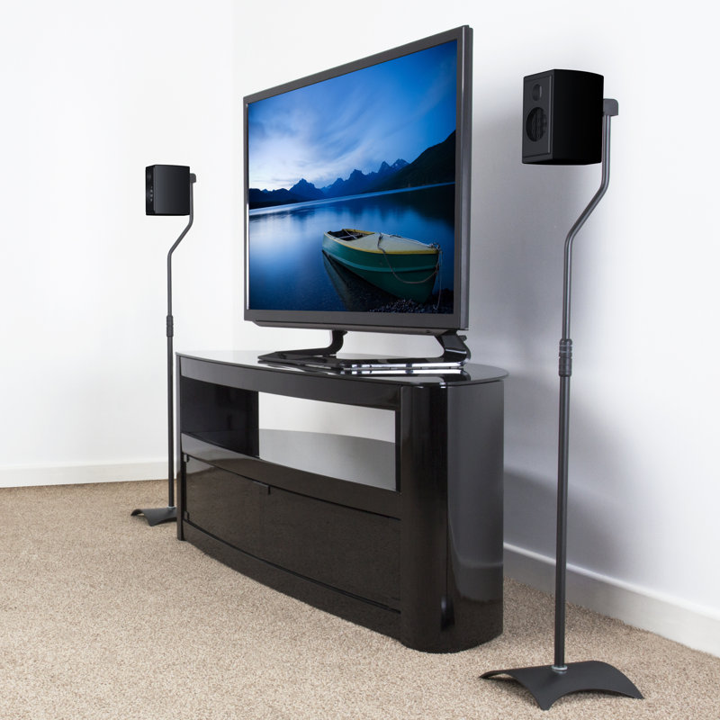 42.2'' Adjustable Height Speaker Stand, Black