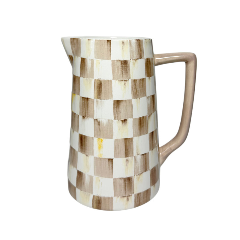 Courtly Check Farmhouse Pitcher, White