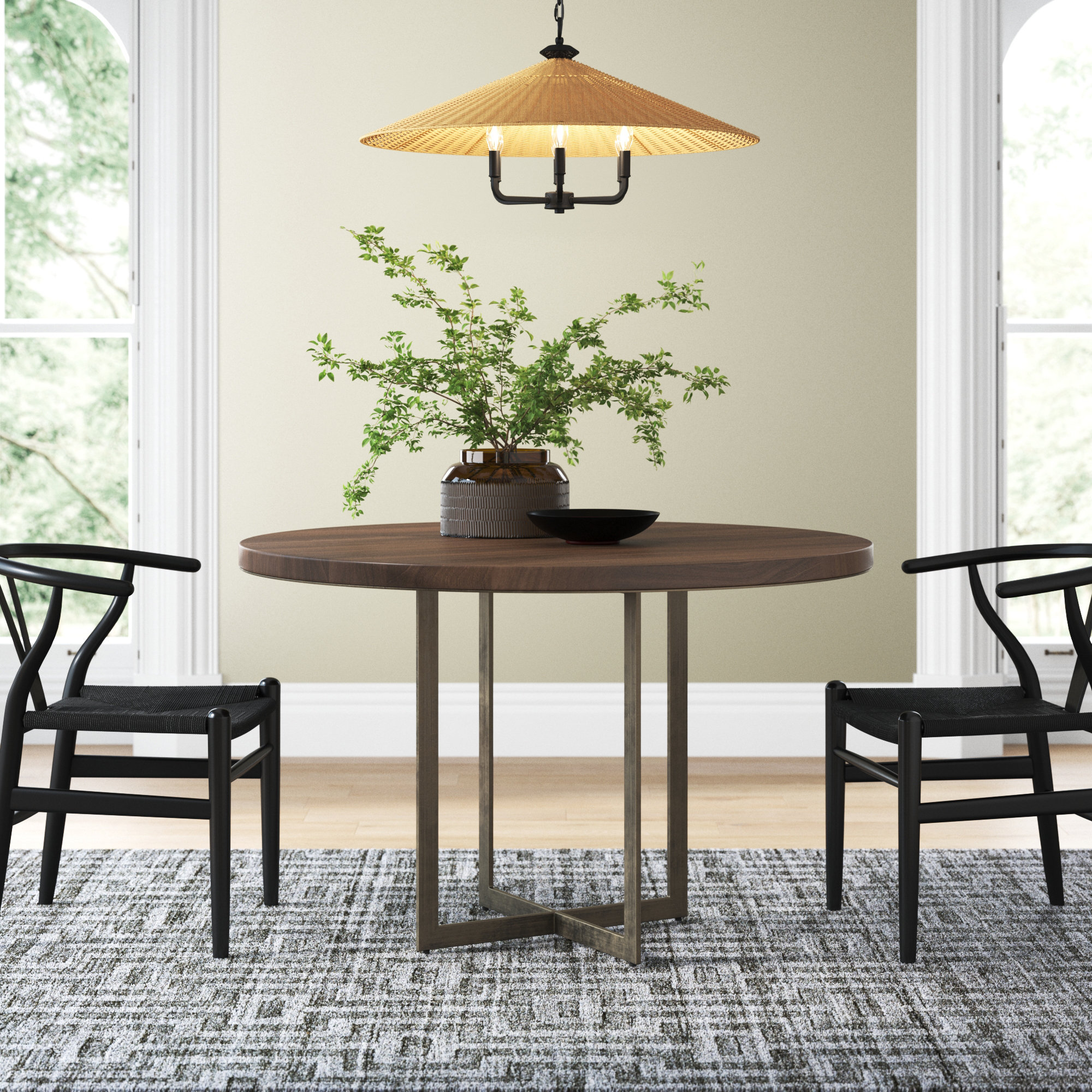 Tulane 48'' Round Dining Table, Dark Brown, Brown