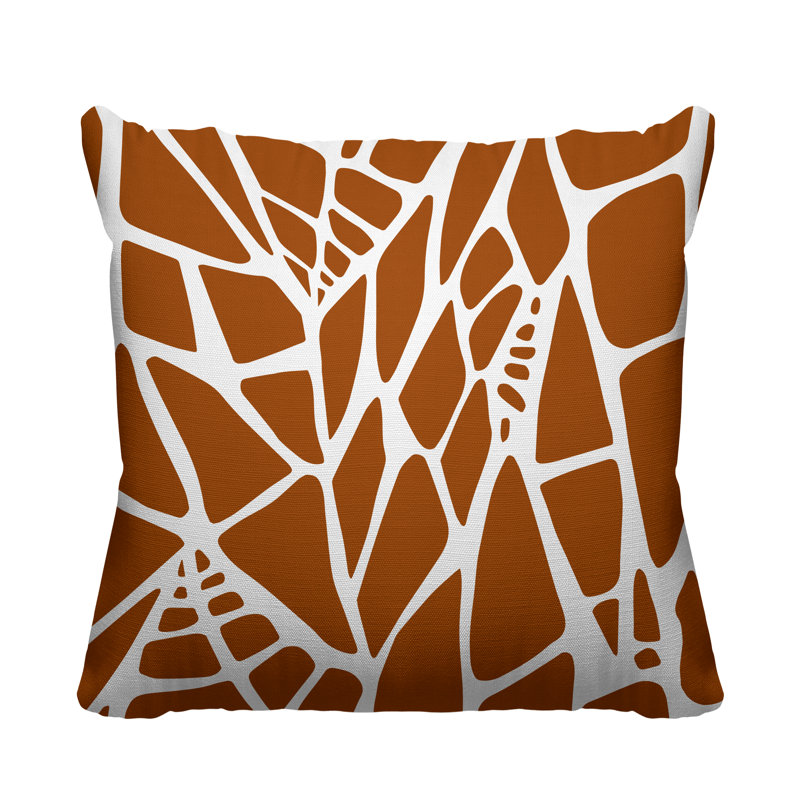 Coussin intérieur / extérieur Rodman Tribal Abstract, L 15 po x H 15 po, Orange brûlé