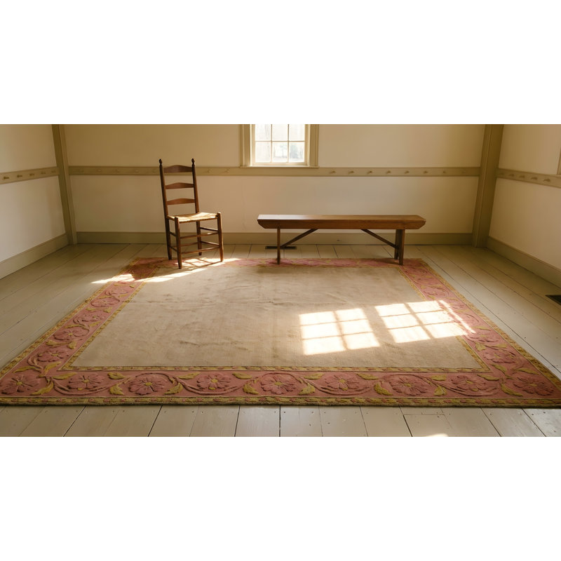 Tapis chinois antique délavé délavé crème et rose