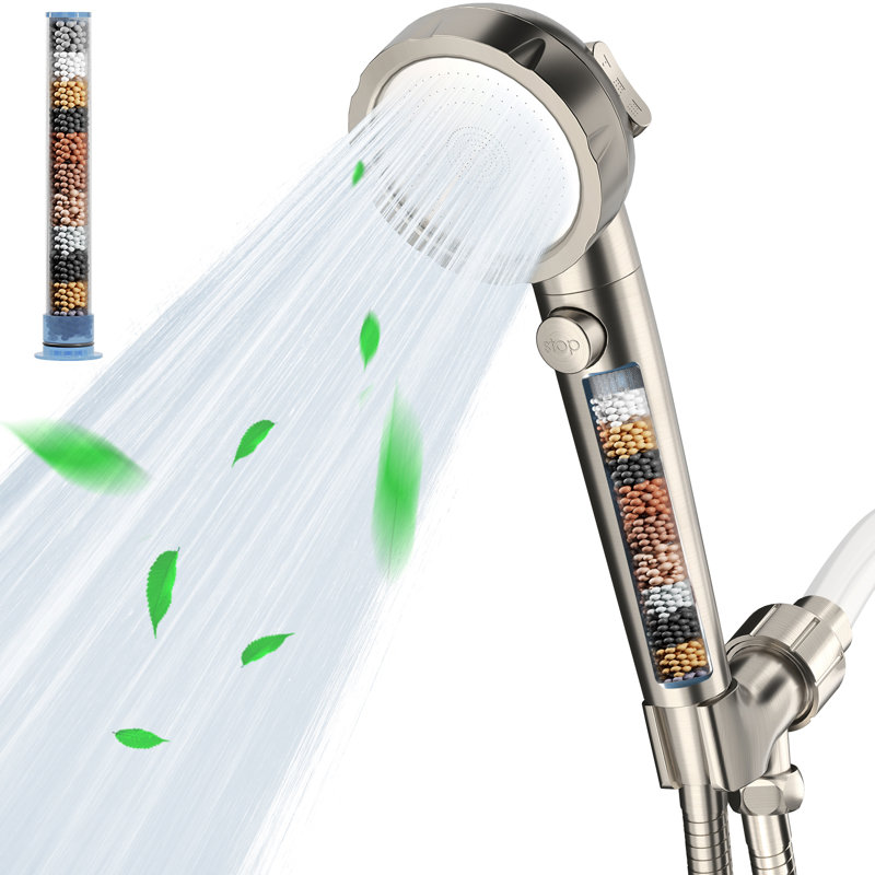 Chrome High Pressure Filtered Handheld Shower Head With On/Off Switch, Chrome