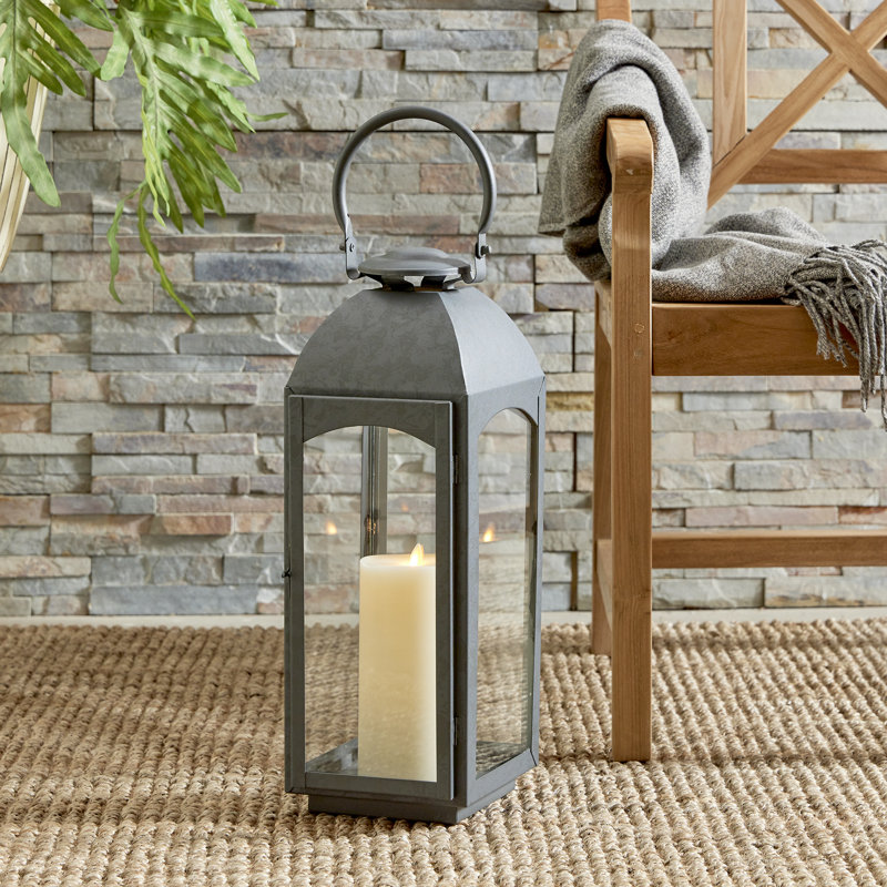 Furlane Lantern, Gray, 20.5" H x 7.75" W x 7.75" D