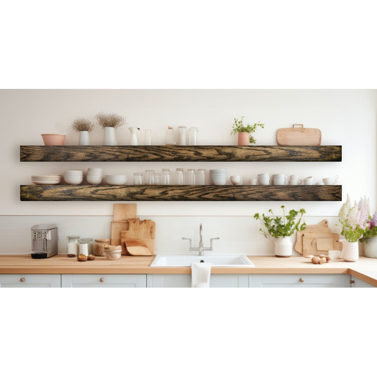 Emerald Lee 2 Piece Oak Solid Wood Floating Shelf