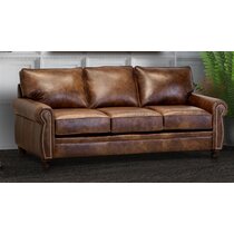 Mehmud 64 Genuine Leather Rolled Arm Loveseat Charlton Home Fabric: Camel