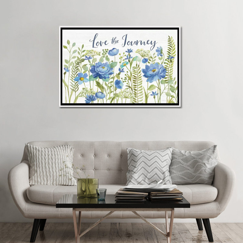 «Botanical Blue II» par Silvia Vassileva - impression d'art graphique, White Framed, Pas de tapis, H 32 po x l 48 po x 1,5 po