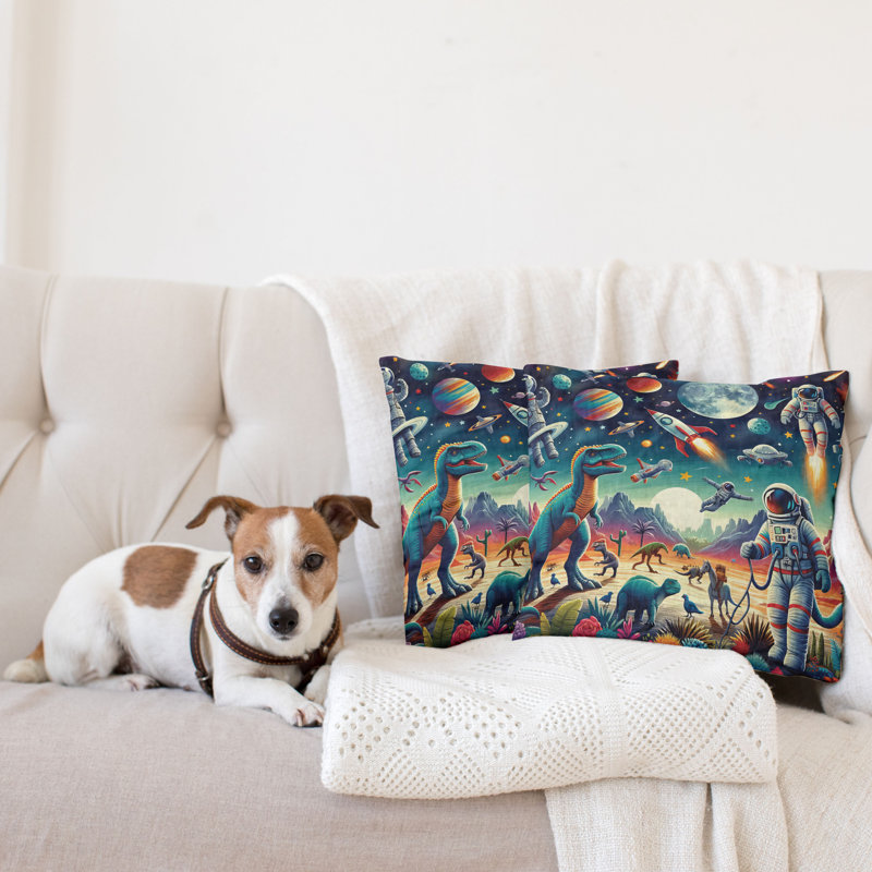 430018_Ambesonne Outer Space - Housse de coussin 2Pack - Lune astronaute surréaliste, H 16 po x l 16 po