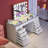 Makeup Vanity Set with LED Lighted Mirror HD Glass Top Built-in RGB Light Strips Large 13 Drawers-1647727392