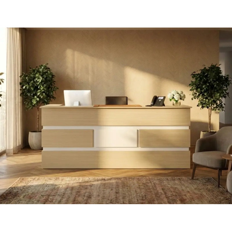 Comptoir et tiroirs de bureau en bois Mares 87, Crème