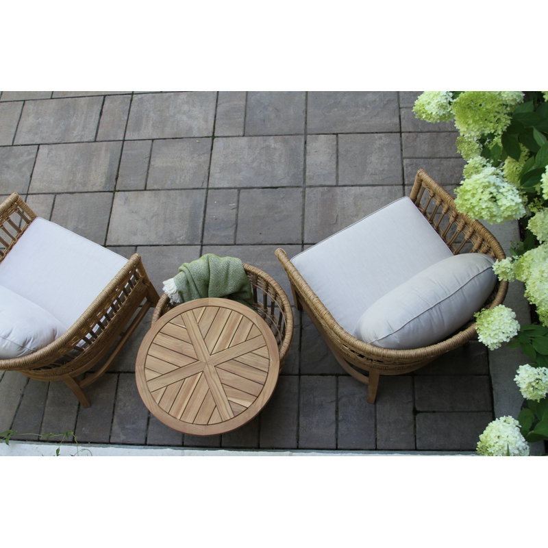 Dunkirk Teak 2 - Person Patio Conversation Set with Cushions
