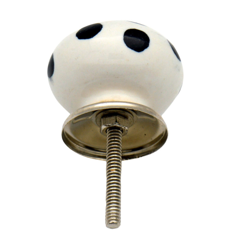 Nicola Spring - Round Ceramic Cabinet Knobs, White/Black