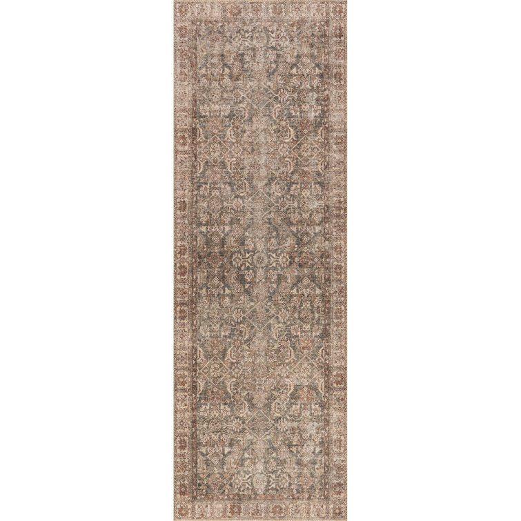 Jeccica Distressed Vintage Medallion Jute Blend Polyester Area Rug