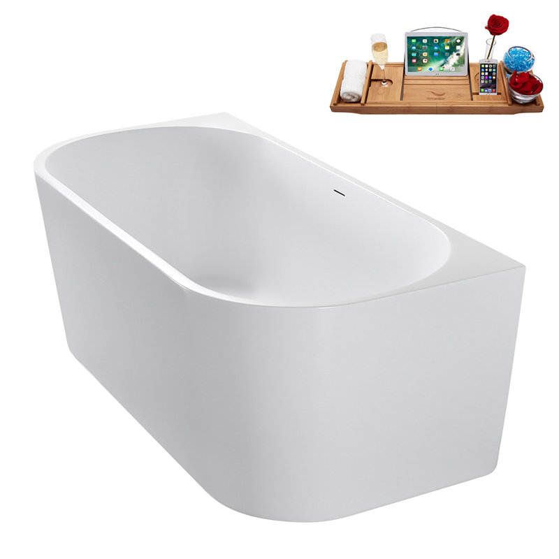 Baignoire autoportante 59 po avec plateau interne 59 po Streamline, Laiton brossé