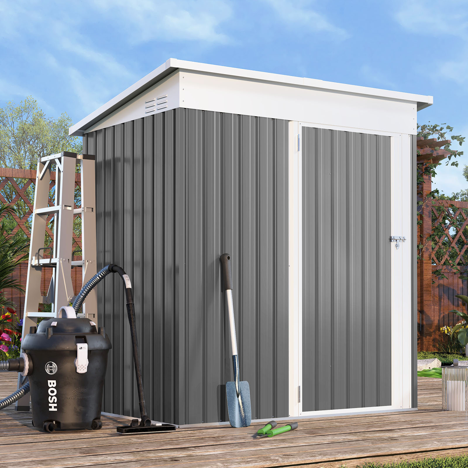 Blue Elephant 5 ft. W x 3 ft. D Metal Overlap Pent Storage Shed & Reviews | Wayfair.co.uk