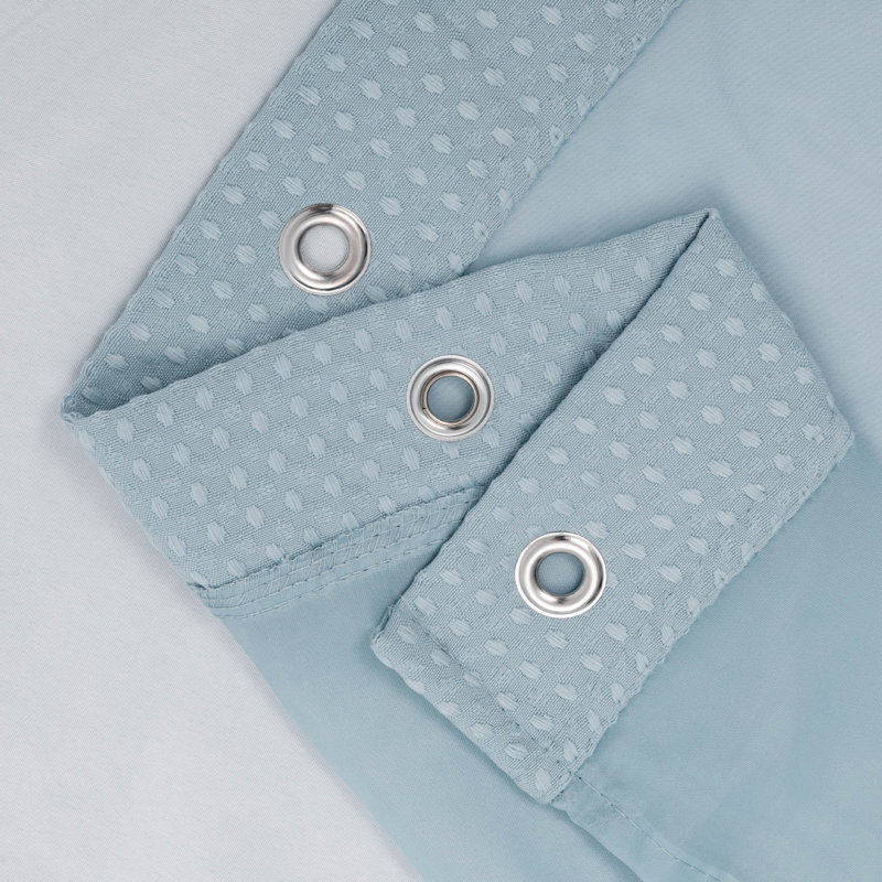 Rideau de douche Waffle Weave avec doublure à encliqueter, 12 crochets inclus, Bleu brouillard, H 72 po x l 36 po