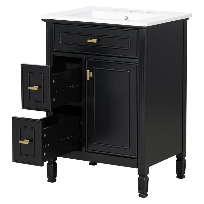 Meuble-lavabo 24 po avec lavabo, Noir
