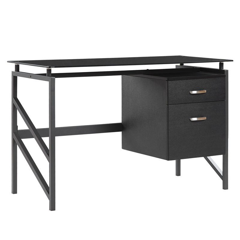 O'Brien Glass Top Metal Base Writing Desk