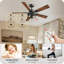 Ventilateurs de plafond encastrés de 52 po avec lumières et télécommande et télécommande pour chambre à coucher