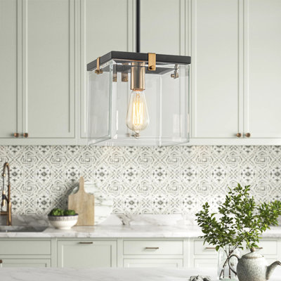 1 - Light Clear Shade Square Glass Pendant Light