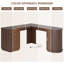 Bureau en L 67 po cannelé avec tiroirs, bureau d'ordinateur d'angle avec rangement pour le bureau à domicile, bureau de direction de style Mid-Century moderne, bureau en bois avec tiroir classeur et station de charge, noyer-789993086
