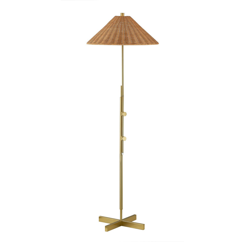 Montrez 63" Floor Lamp with Rattan Shade, Gold