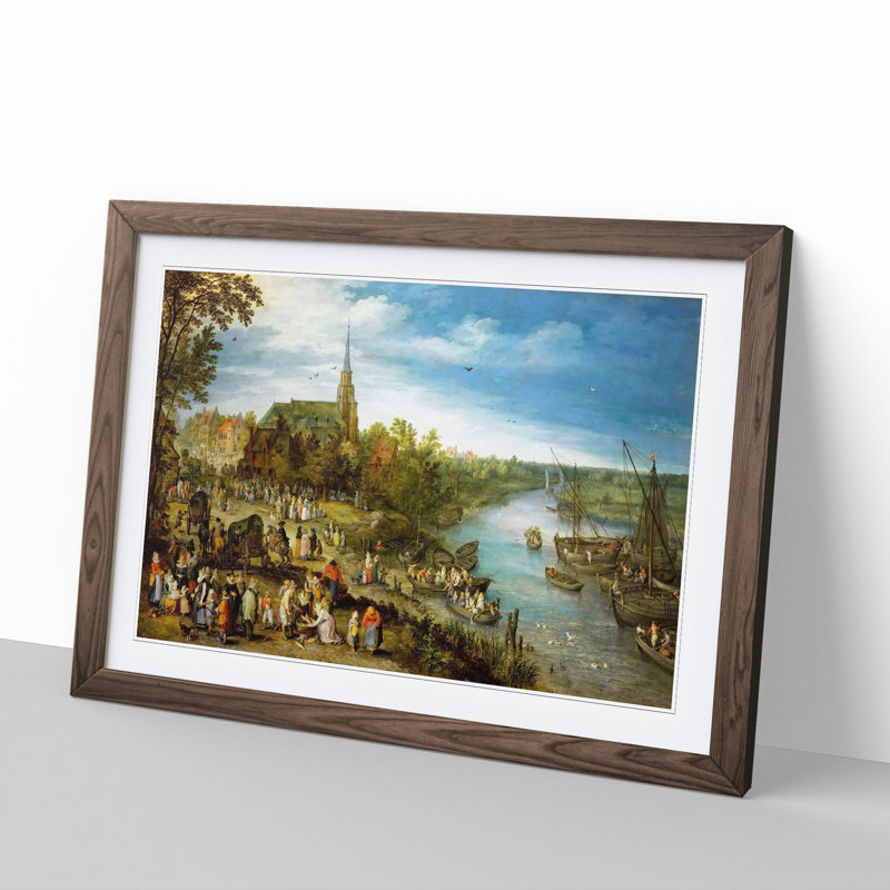 Parish Fair in Schell by Pieter Bruegel the Elder - Picture Frame Painting, 27cm H x 36cm W x 2cm D, Walnut Framed