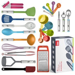 sous kitchen premium kitchen utensils set stainless steel - non-stick  coating silicone cooking utensils & 42