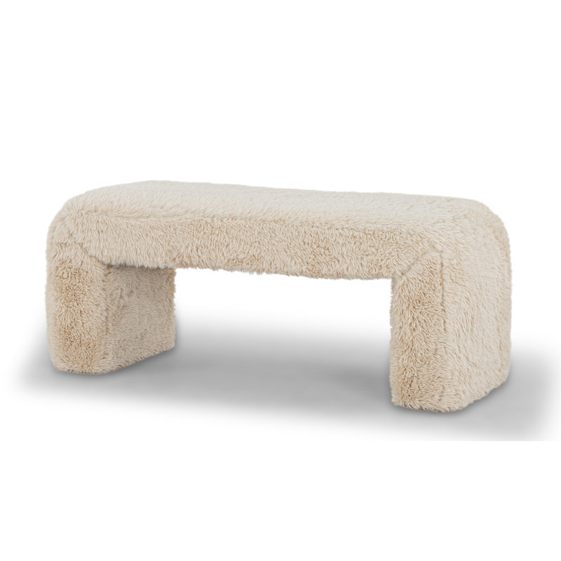 Banc rembourré Colyt, H 19 po x l 47 po x P 18 po, Blanc