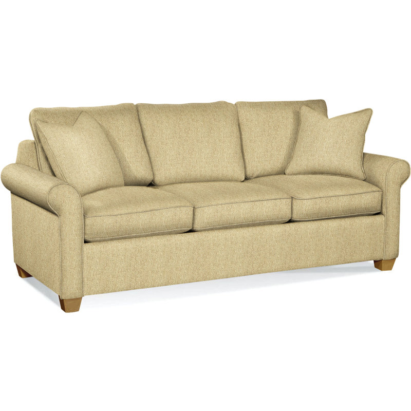 Park Lane Upholstered 81'' Sofa, Honey Finish, Beige Sugar Performance; 0863-93