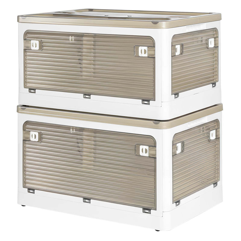  2x Folding Storage Container Stackable Plastic Clothes Toy Organizer Box, 29.5cm H x 51.5cm W x 36cm D