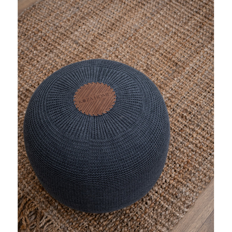 Handmade Pouffe, Anthracite Color, 15.7 x 15.7 x 17.7 inches | 100% Acrylic Fabric, Soft Polyester Filling | Stylish and Versatile Seating Solution for Living Room, Bedroom, or Entryway Decor