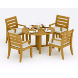 2 Seats 3 Pcs Grade-A Teak Wood Dining Set: 48" Round Butterfly Table And 2 Atnas Arm Chairs #11AT0902
