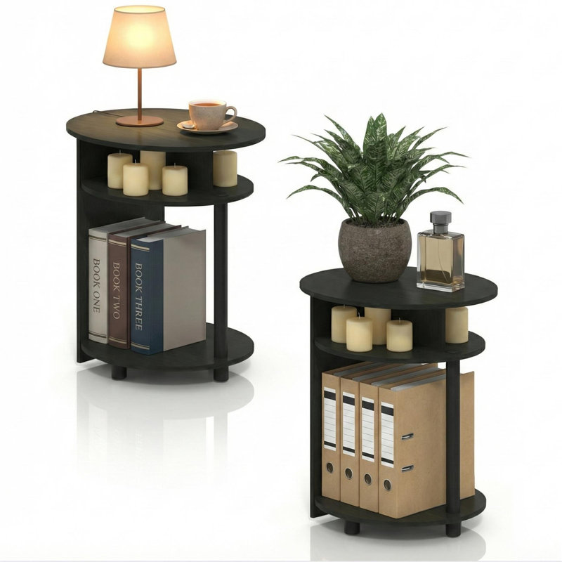 Ensemble de 2 tables d'appoint simples en noyer