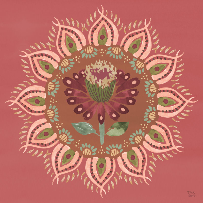 «Floral Mandala I» sur toile par Dina June, H 36 po x l 36 po
