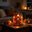 Thanksgiving Pumpkin House LED Night Light Résine Cottage Lampe de bureau Décoration de bureau pour chambre à coucher Jardin cadeau