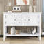 Ample console de rangement rétro avec quatre petits tiroirs et une tablette inférieure pour les salons, les entrées et les cuisines-128994030