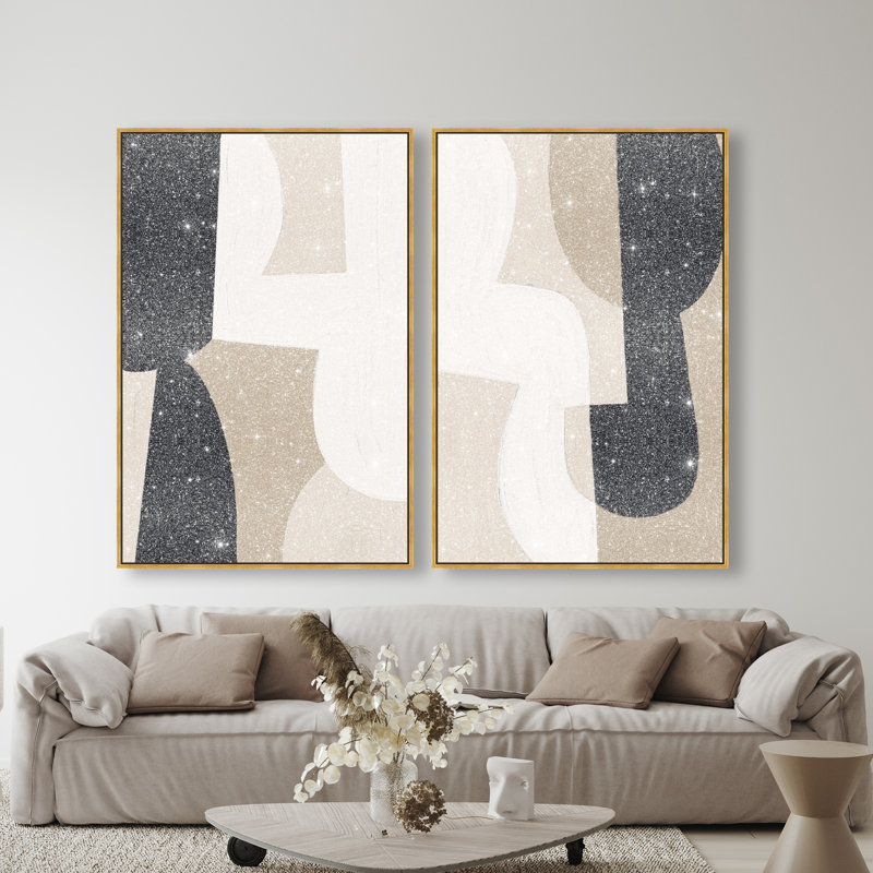 El Modernista Set Set by Oliver Gal, 37"H x 55"W, Gold Floater Frame