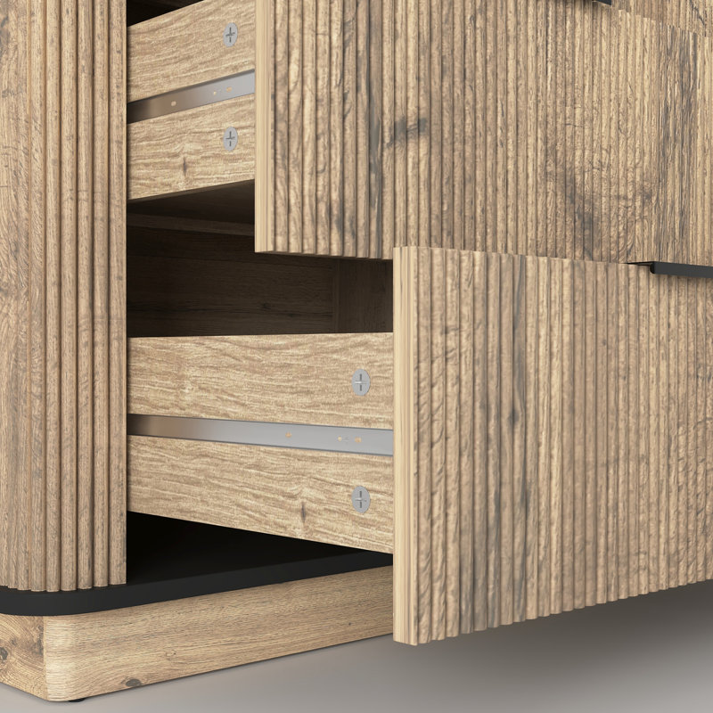 Armoire de rangement multifonctionnelle à six tiroirs avec présentoir de table, 47,2 x 15,7 x 29,6 pouces, glissières lisses, coins arrondis, idéale pour la présentation