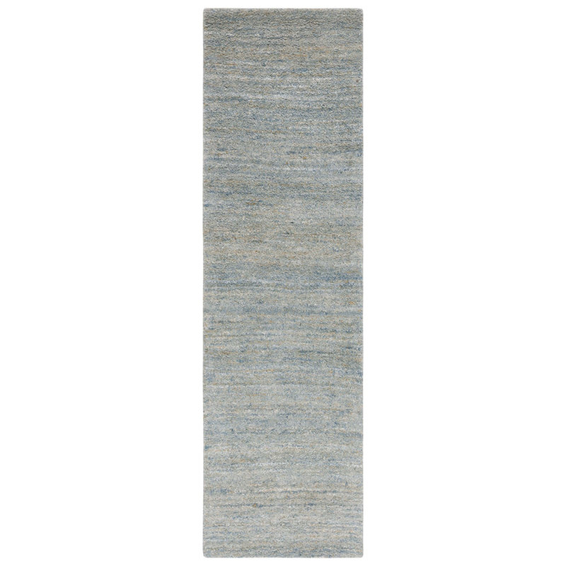 Moniz Hand Tufted Wool/Cotton & Other Fiber Solid Color Rug in Light Blue, Runner 2'3" x 10'