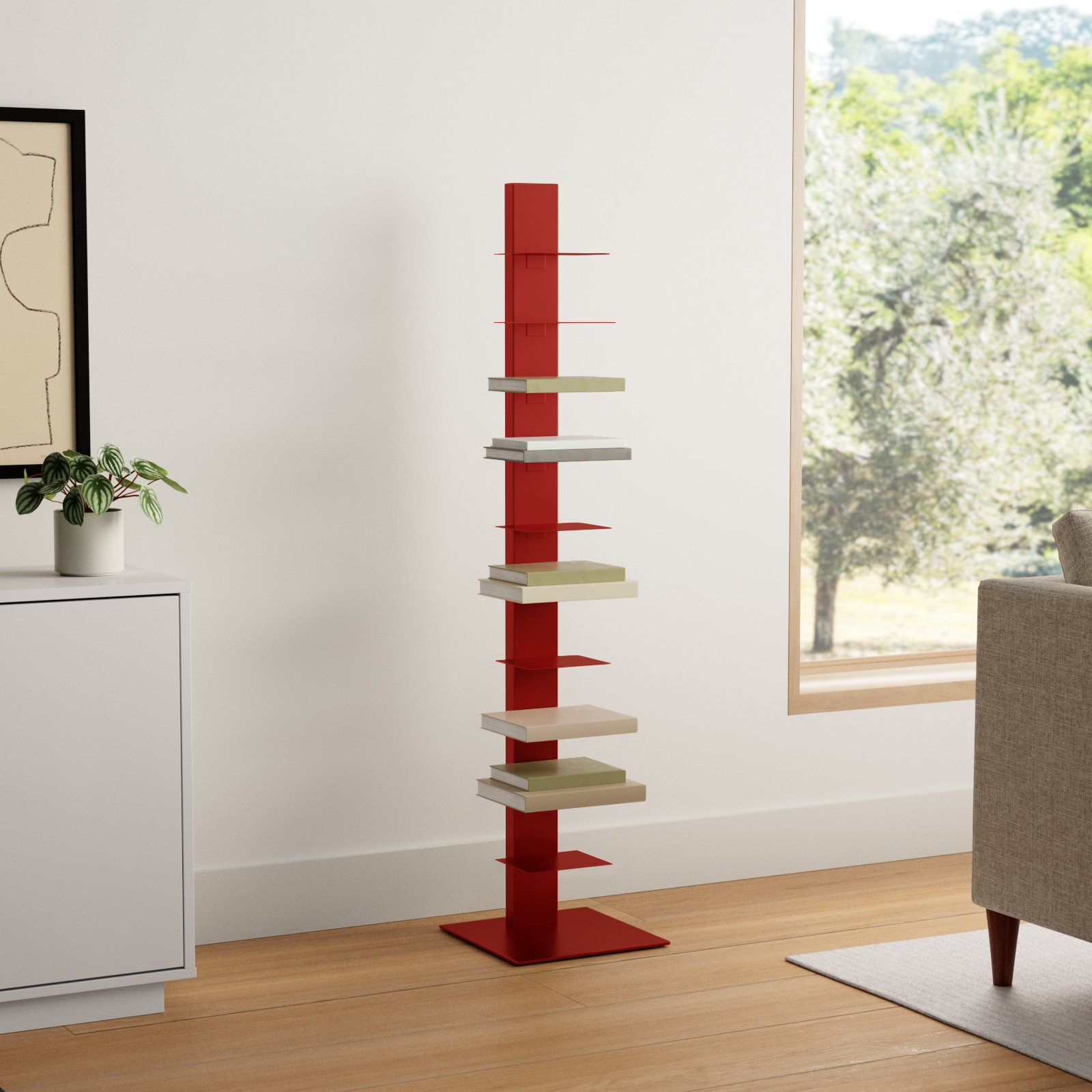 Ajax 14" Steel Bookcase, Red
