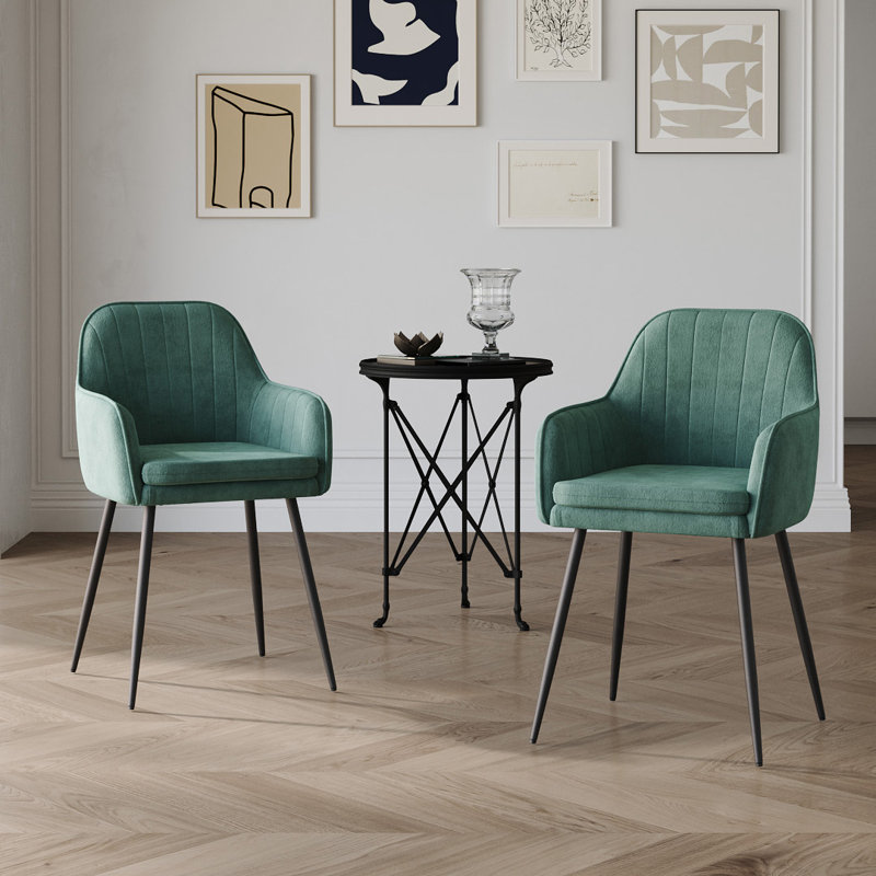 43.5cm H Velvet Upholstered Upholstered Back Armchair, Green
