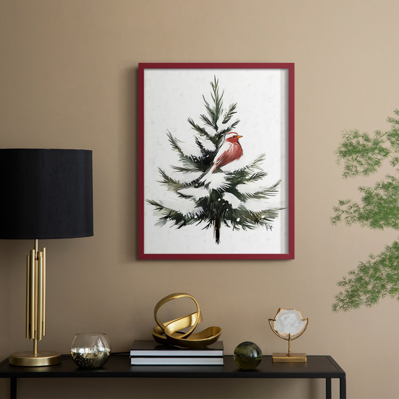 «Christmas Holiday Art» CECLII, reproduction d'art encadrée - bois massif, H 11 po x l 9 po, Rouge