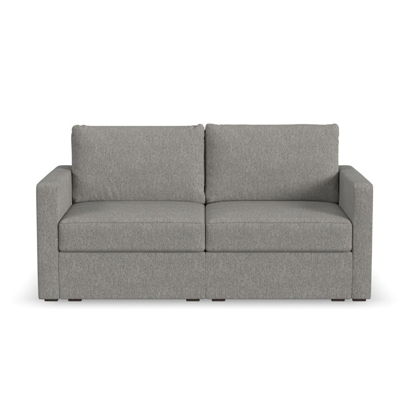 Flex Square Arm Modular Loveseat with Reversible Cushions, Pebble Dark Gray Polyester Blend, 37" H x 72" W x 38" D