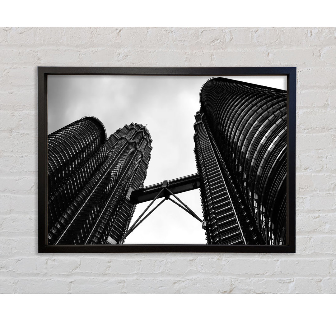 Petronas Towers Kuala Lumpur B N W - Einzelbildrahmen Kunstdrucke auf Leinwand