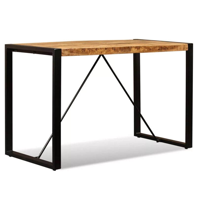 Robert Solid Wood Top Metal Base Dining Table, 76cm H x 120cm L x 60cm, Light Brown