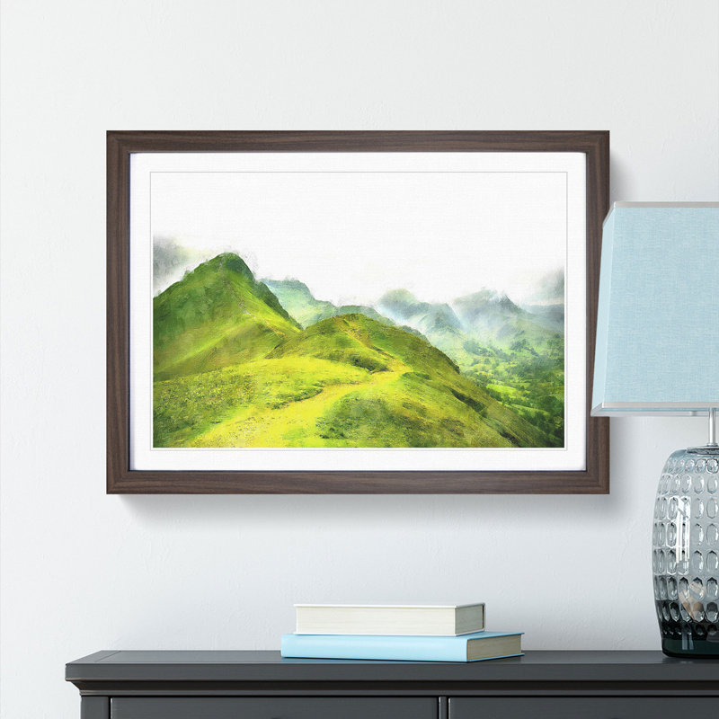 Mountains of the Lake District - Picture Frame Graphic Art Print, Walnut Framed, 24cm H x 33cm W x 2cm D